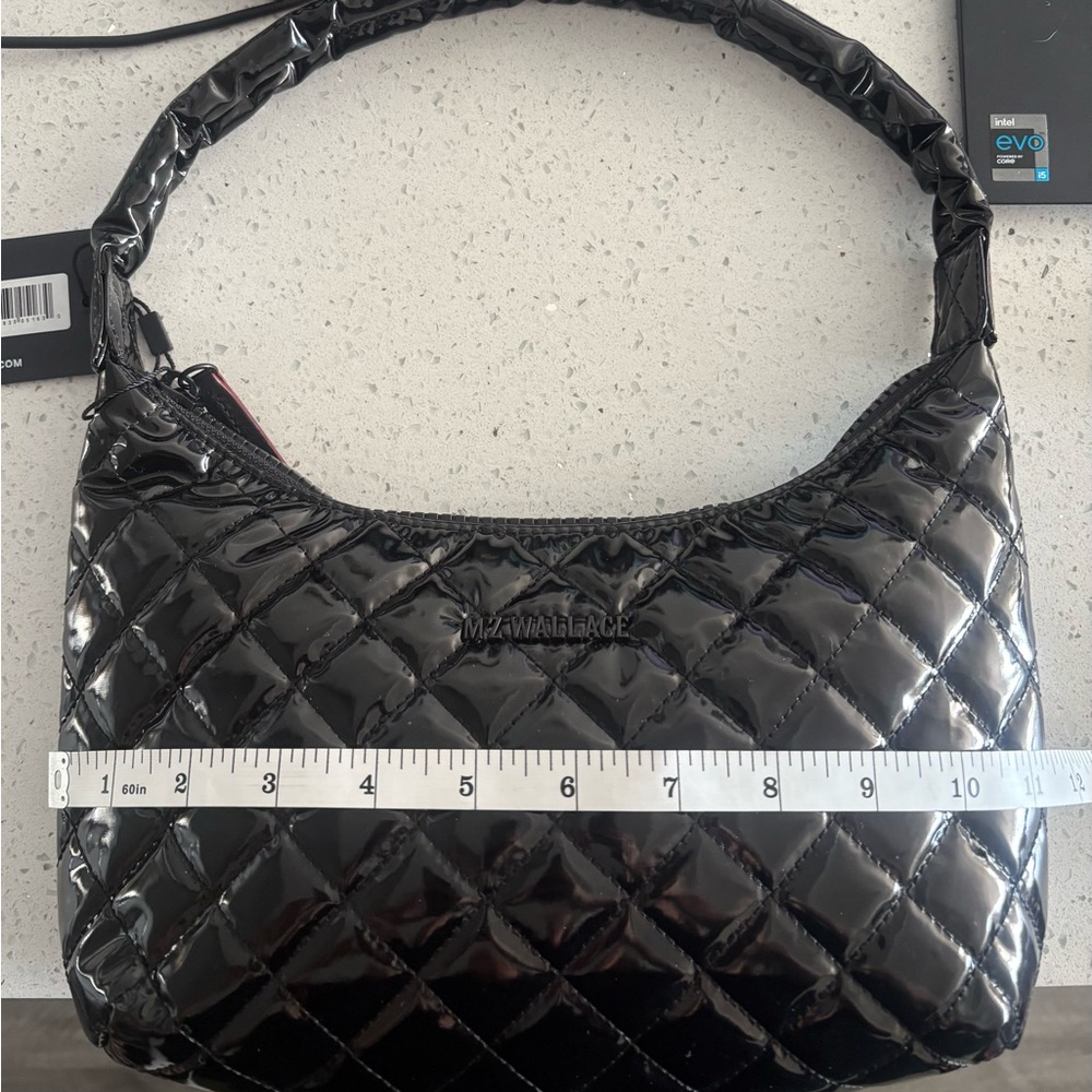 MZ Wallace Glossy Black Quilted Hobo Bag - Picture 9 of 12